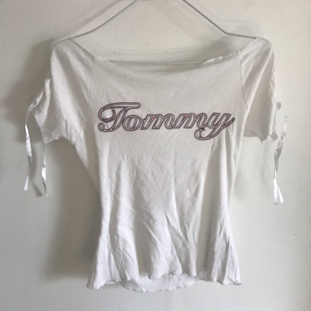VINTAGE TOMMY White Off the Shoulder Ruching